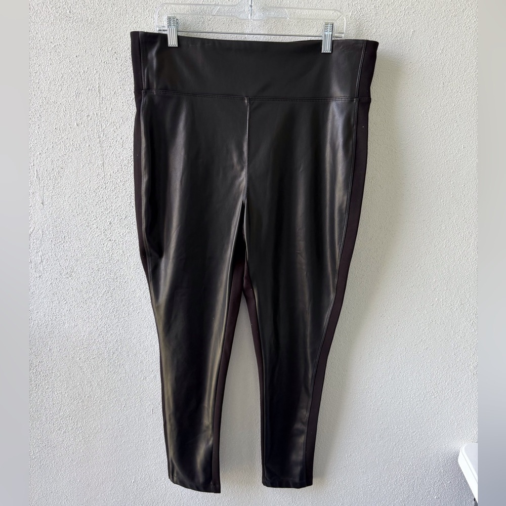 Calvin Klein Faux Leather Leggings‎ Size XL Black Goth Trendy
